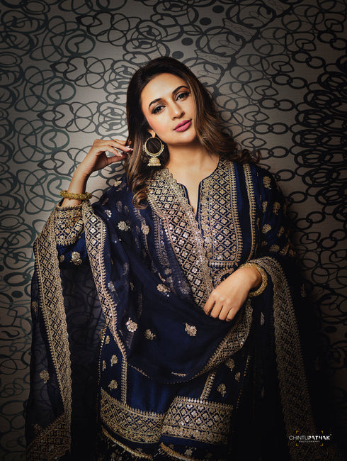 Marigold Brocade Short Garara Set